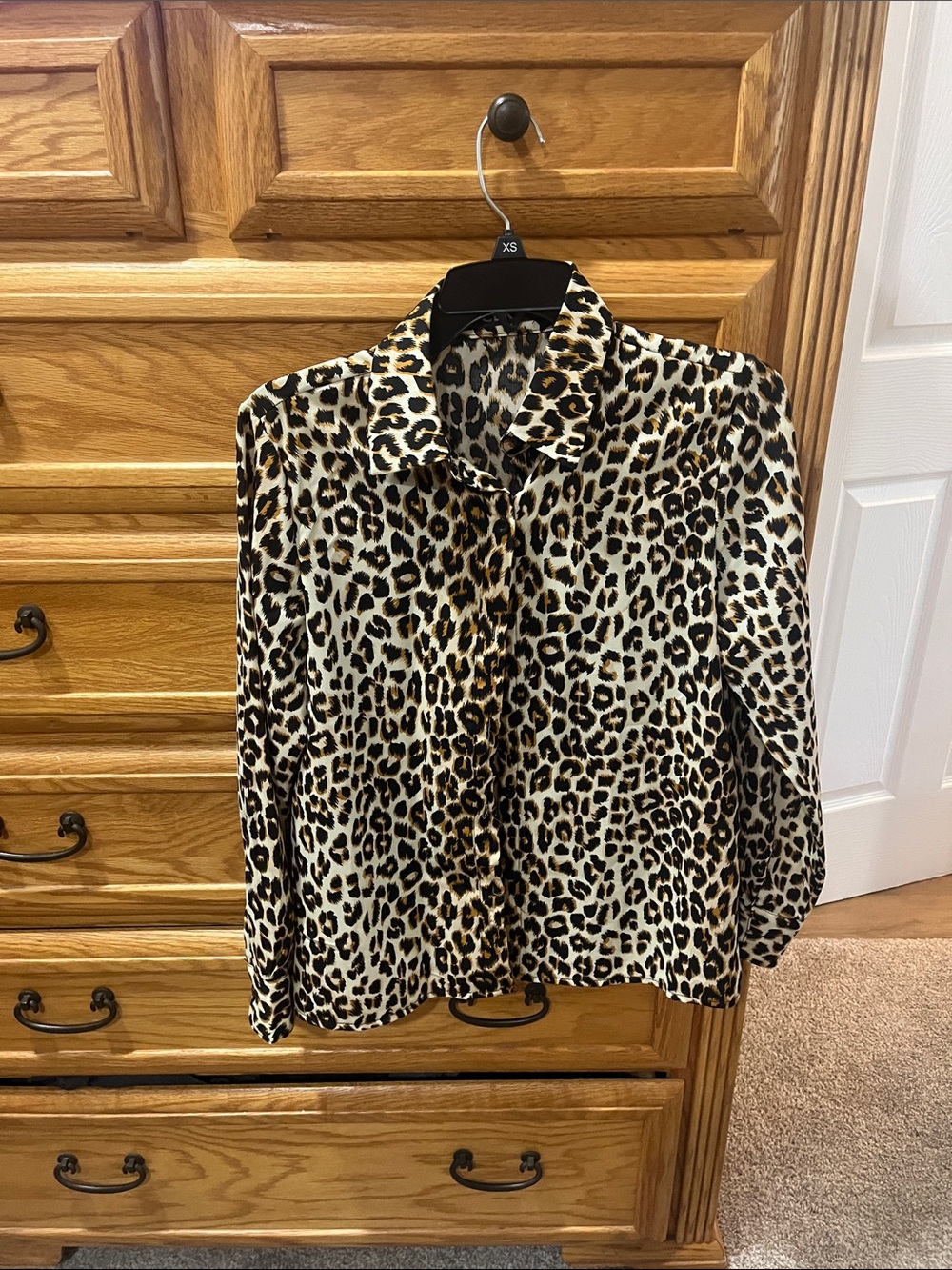 CBR Leopard Print Button-Up Blouse in Black, Brown, Cream